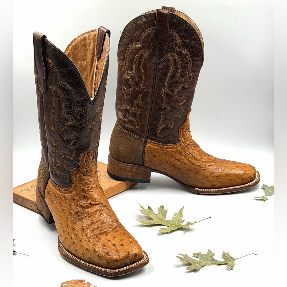 Circle G by Corral Ostrich Embroidery Square Toe Boots
